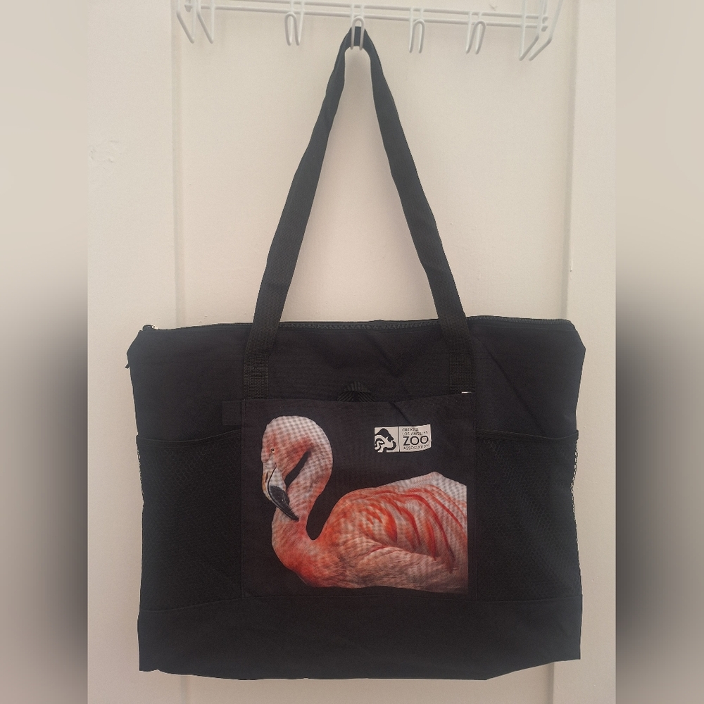 Flamingo Canvas Tote Bag with 2 mesh drinkholders used just once